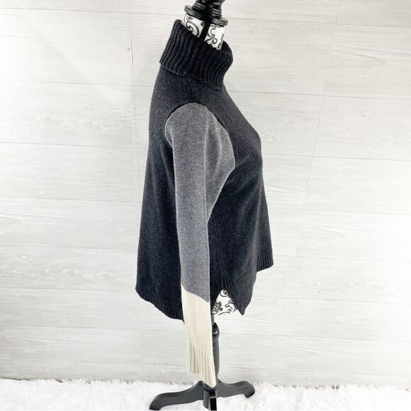 Vince Tricolor Colorblock Cashmere Wool Blend Turtleneck Sweater - Picture 4 of 8